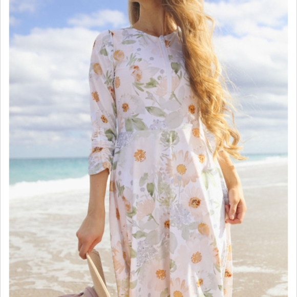 Dainty Jewells Swimdress in Cream, Blush and Green - Picture 2 of 10